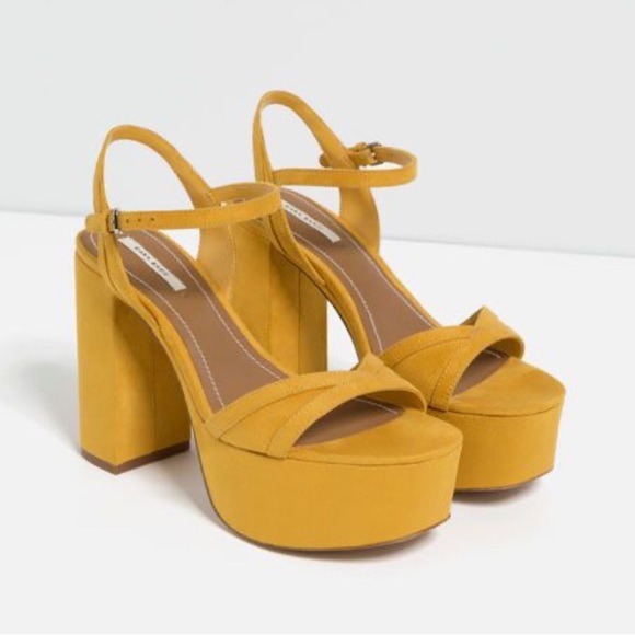 ZARA Mustard Platform Sandals